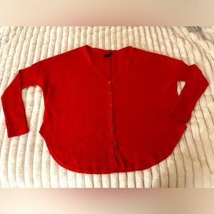 Urban Outfitters Red Long Sleeve Top with Buttons